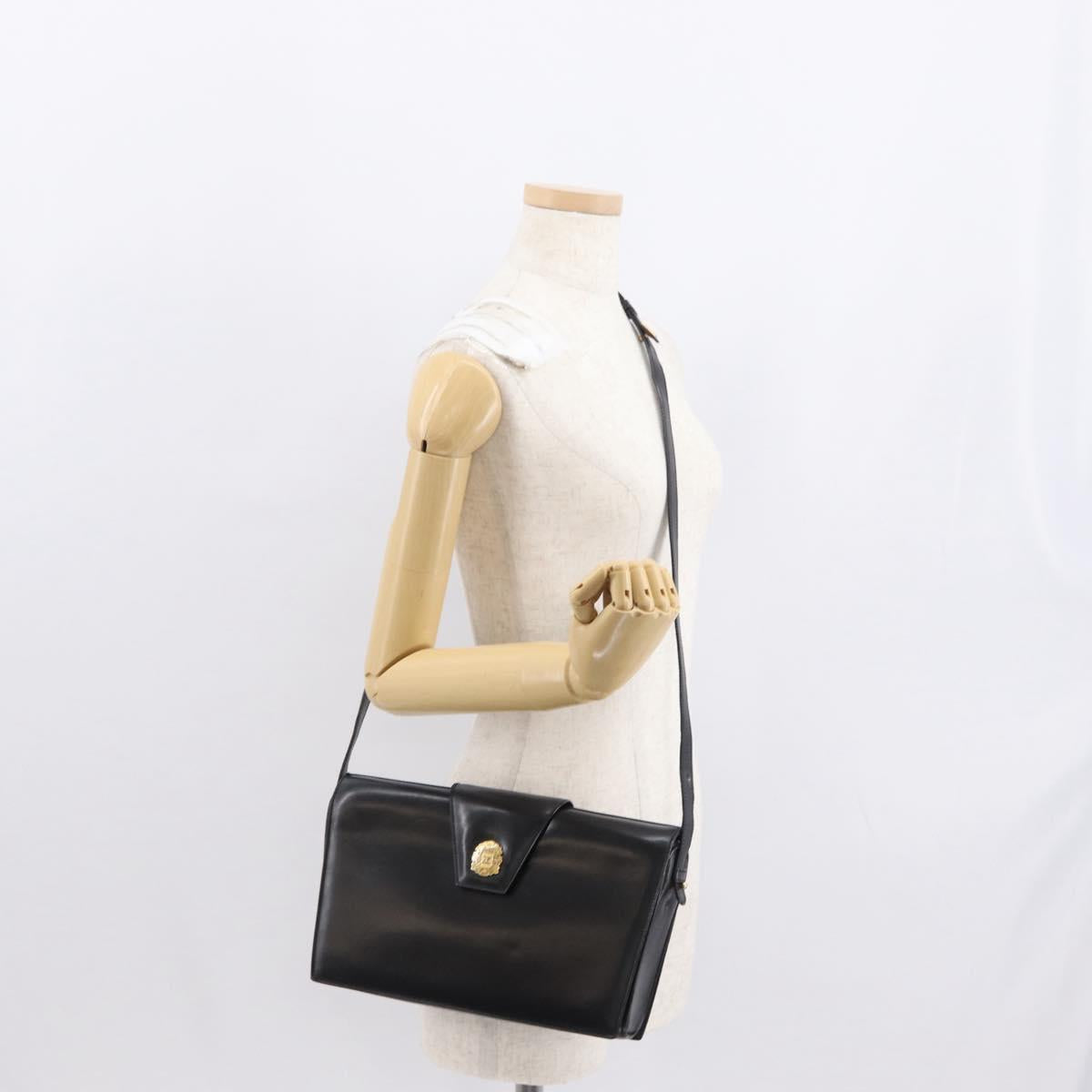 CELINE Shoulder Bag Leather Black Gold Auth 162834