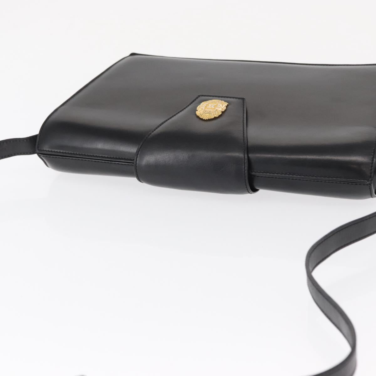 CELINE Shoulder Bag Leather Black Gold Auth 162834
