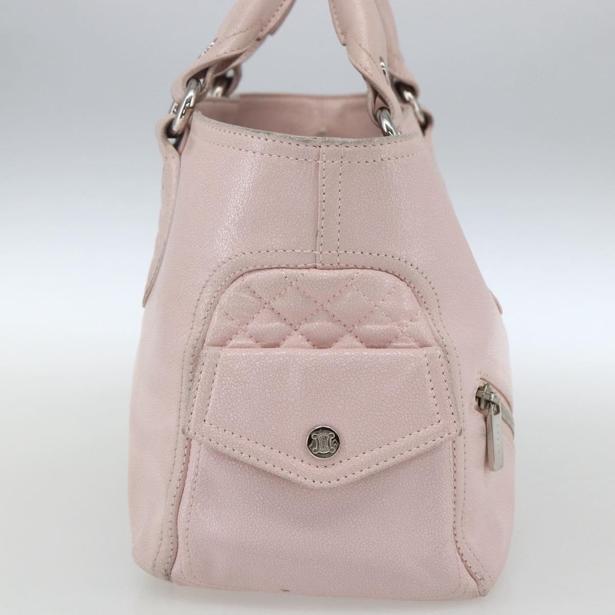 CELINE Boogie Hand Bag Leather Pink Silver Auth 162835