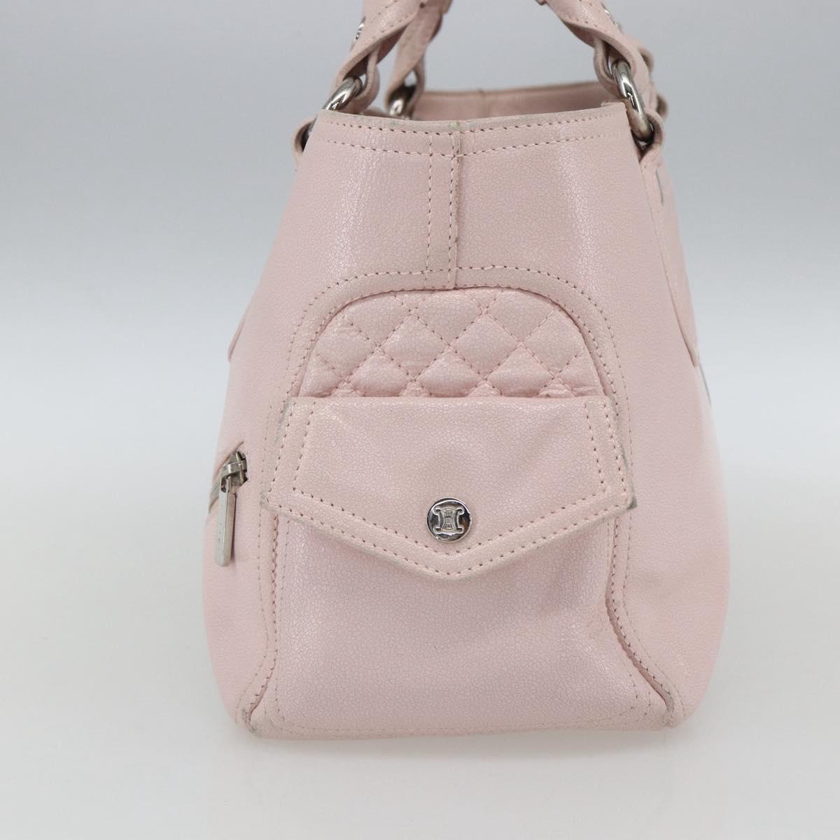 CELINE Boogie Hand Bag Leather Pink Silver Auth 162835
