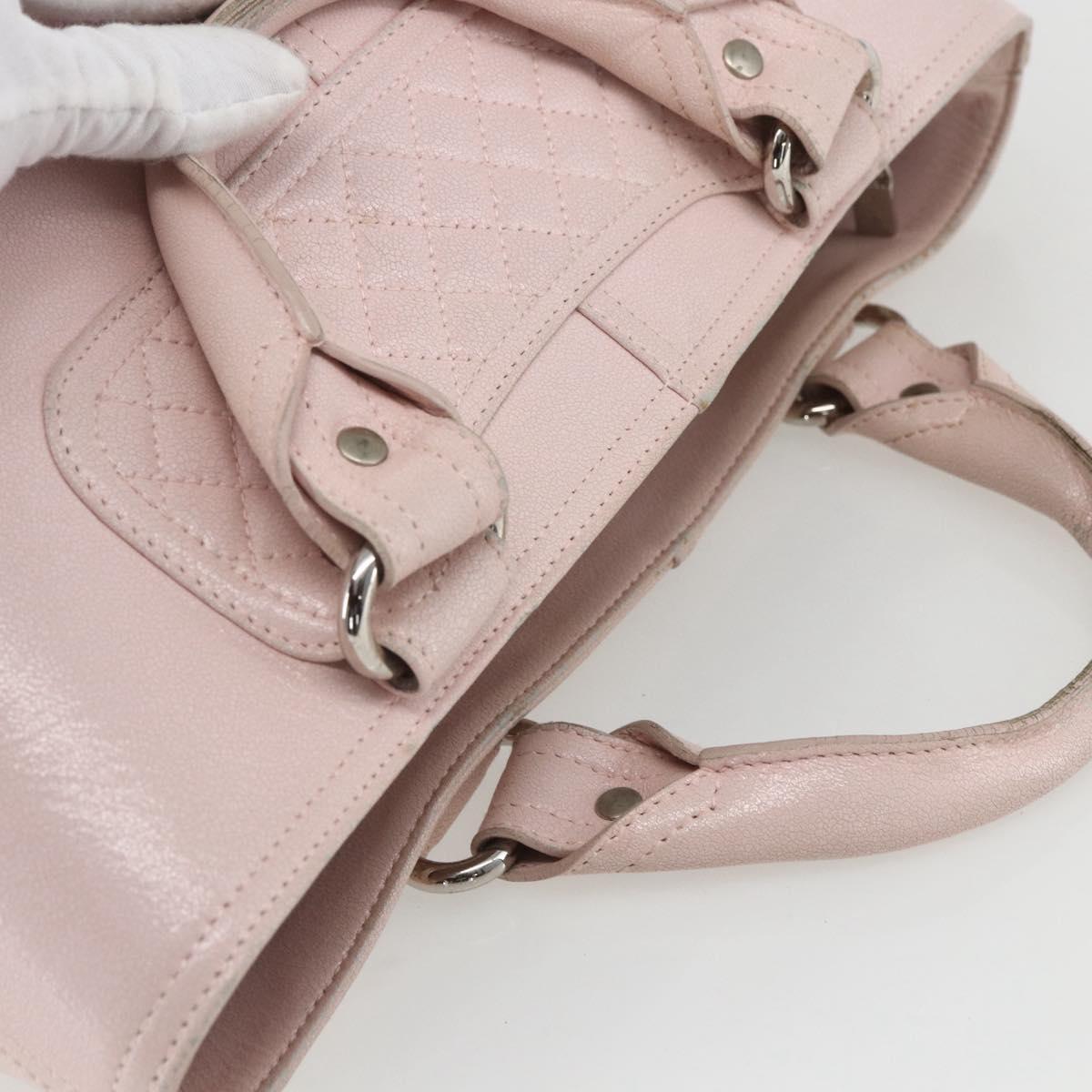 CELINE Boogie Hand Bag Leather Pink Silver Auth 162835