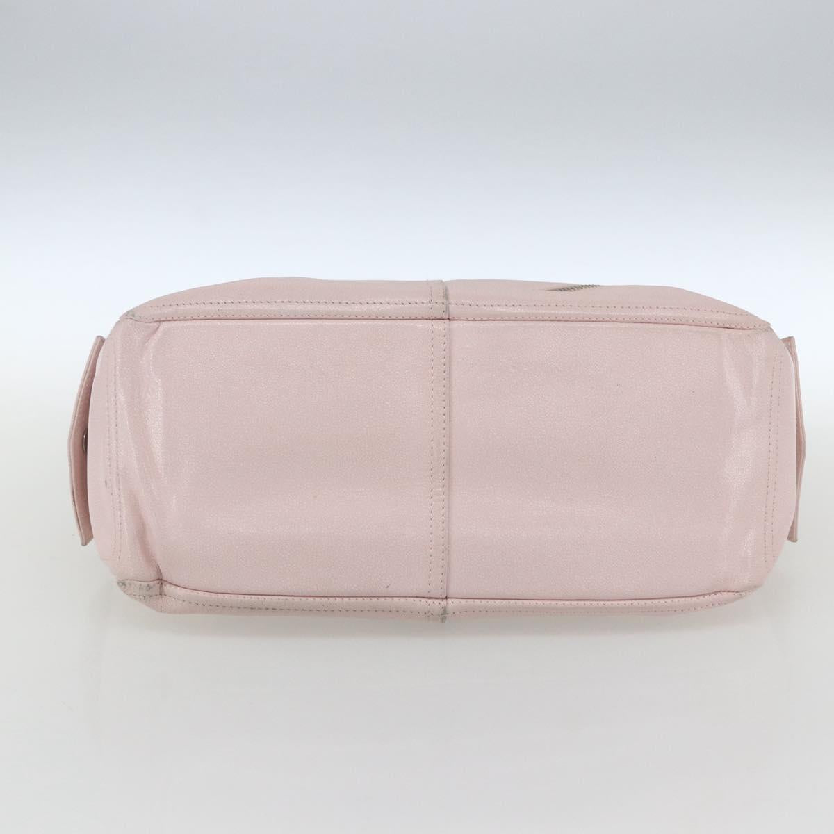 CELINE Boogie Hand Bag Leather Pink Silver Auth 162835