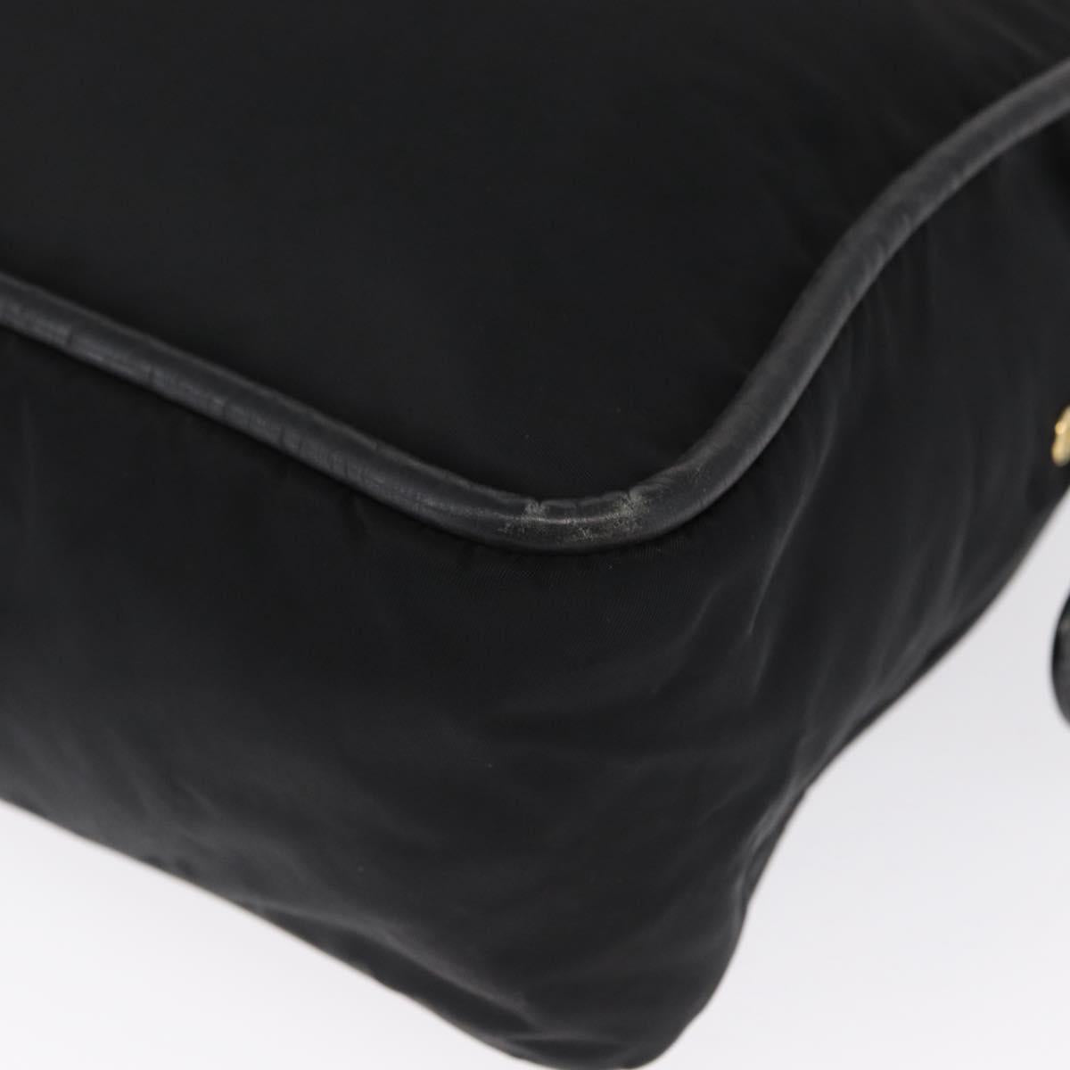 CELINE Shoulder Bag Nylon Black Gold Auth 162838