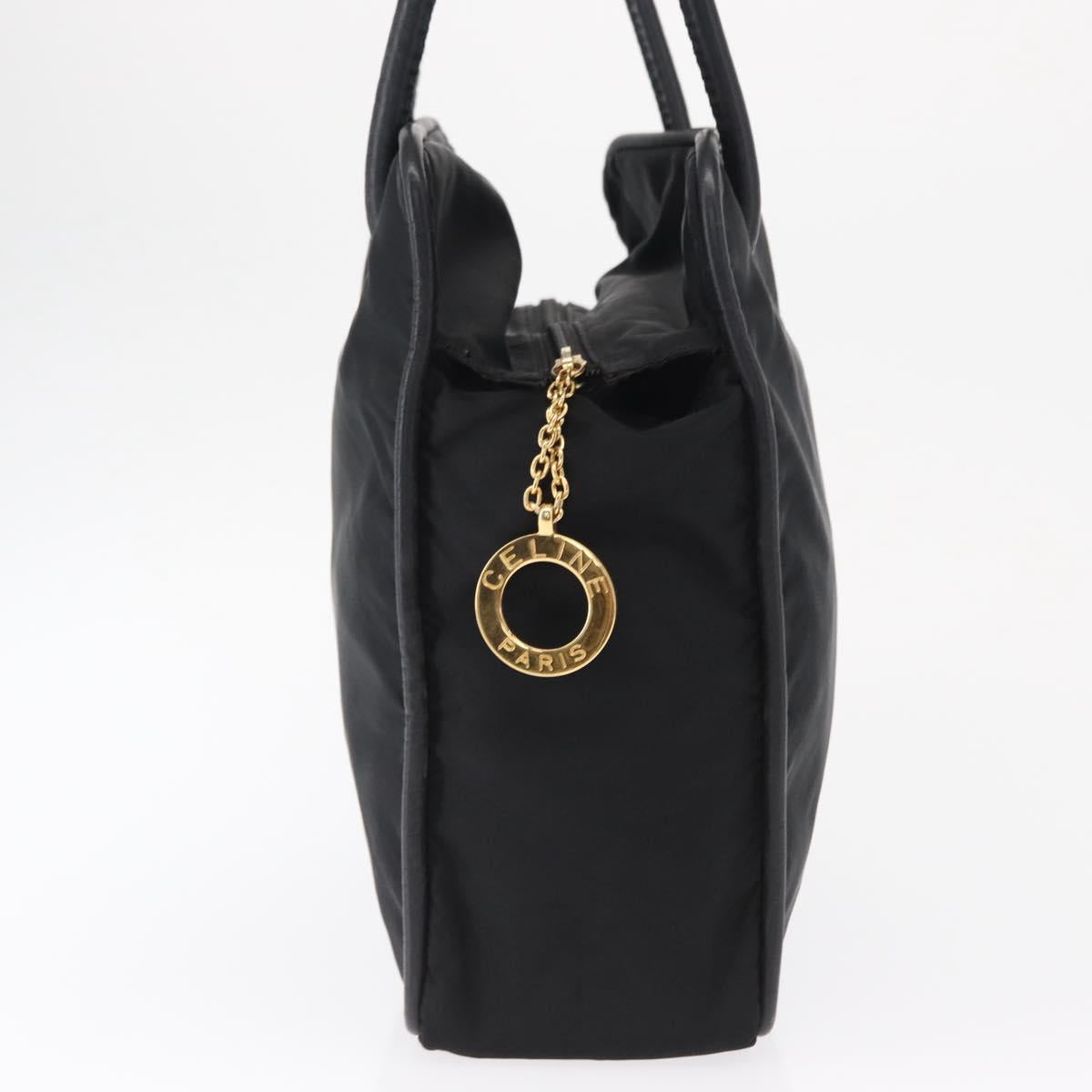 CELINE Shoulder Bag Nylon Black Gold Auth 162838