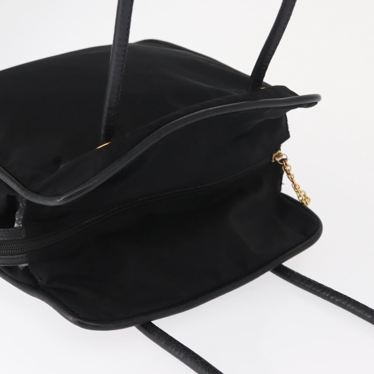 CELINE Shoulder Bag Nylon Black Gold Auth 162838