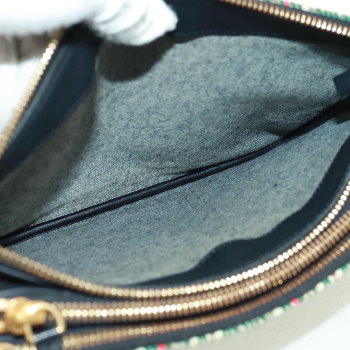 CELINE Trio Large Shoulder Bag Tweed Green Gold Auth 162840V