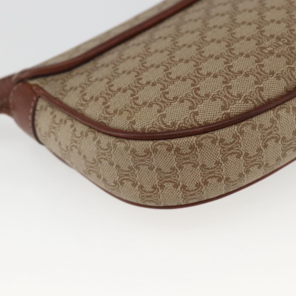 CELINE Macadam Canvas Shoulder Bag PVC Beige Gold Auth 162841