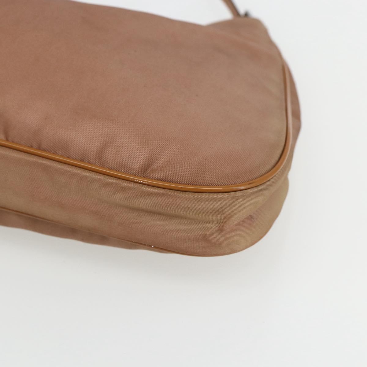 PRADA Shoulder Bag Nylon Beige Gold Auth 162843