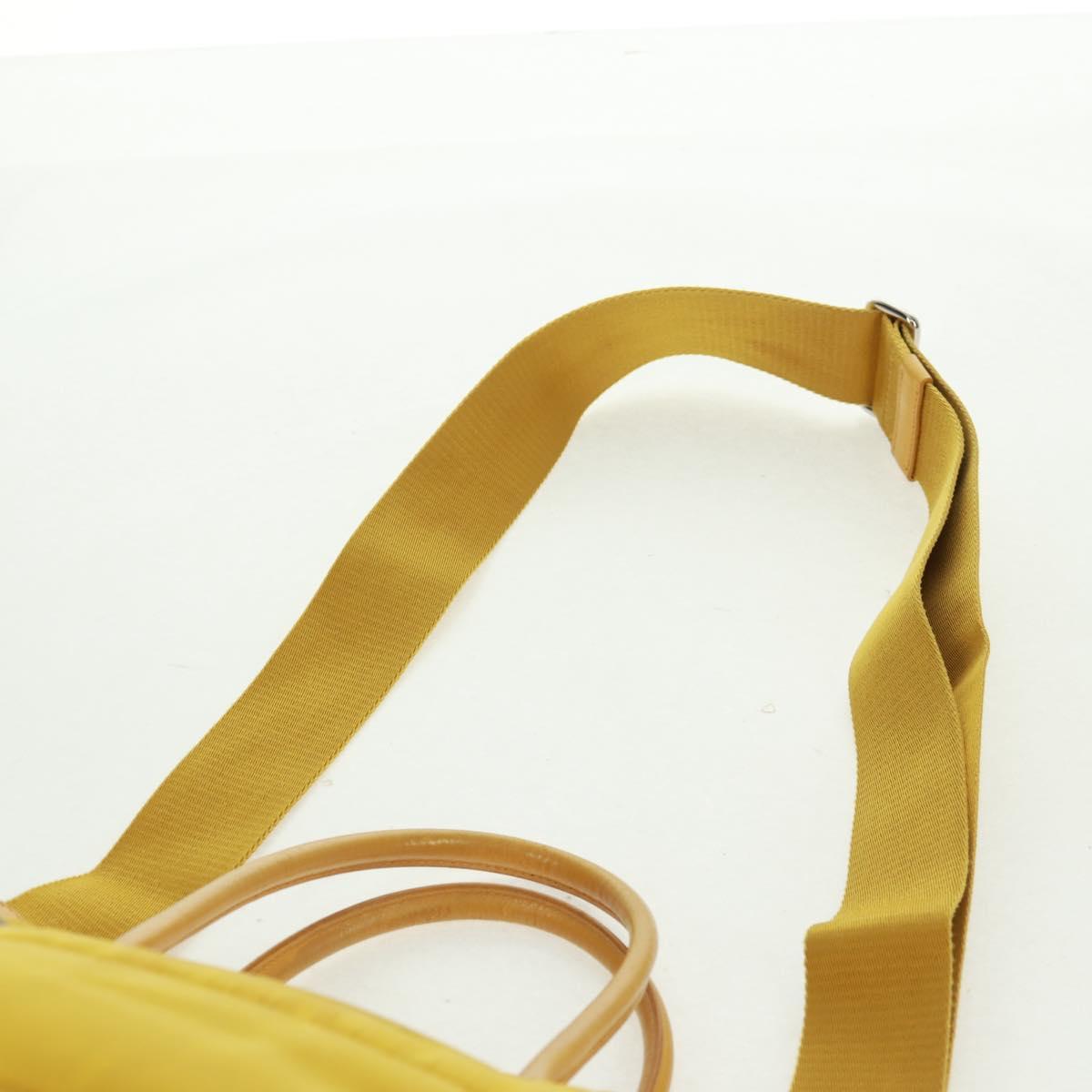 PRADA Test Bomber Hand Bag Nylon 2way Yellow Silver Auth 162845V