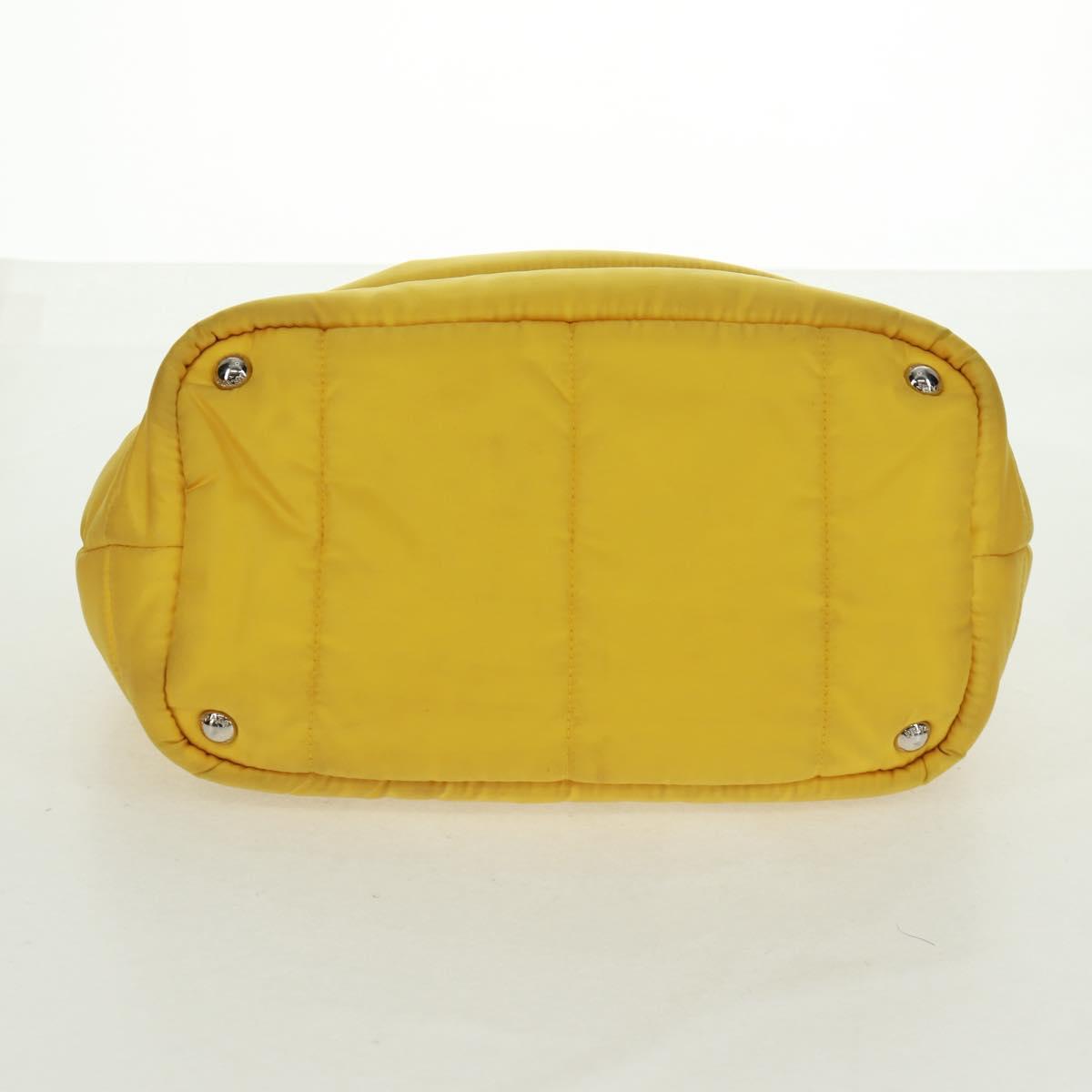 PRADA Test Bomber Hand Bag Nylon 2way Yellow Silver Auth 162845V