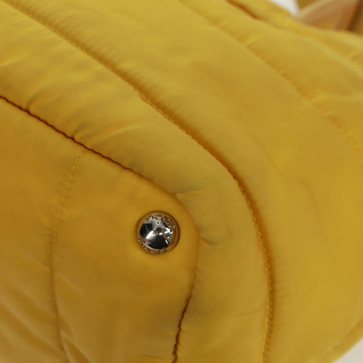 PRADA Test Bomber Hand Bag Nylon 2way Yellow Silver Auth 162845V