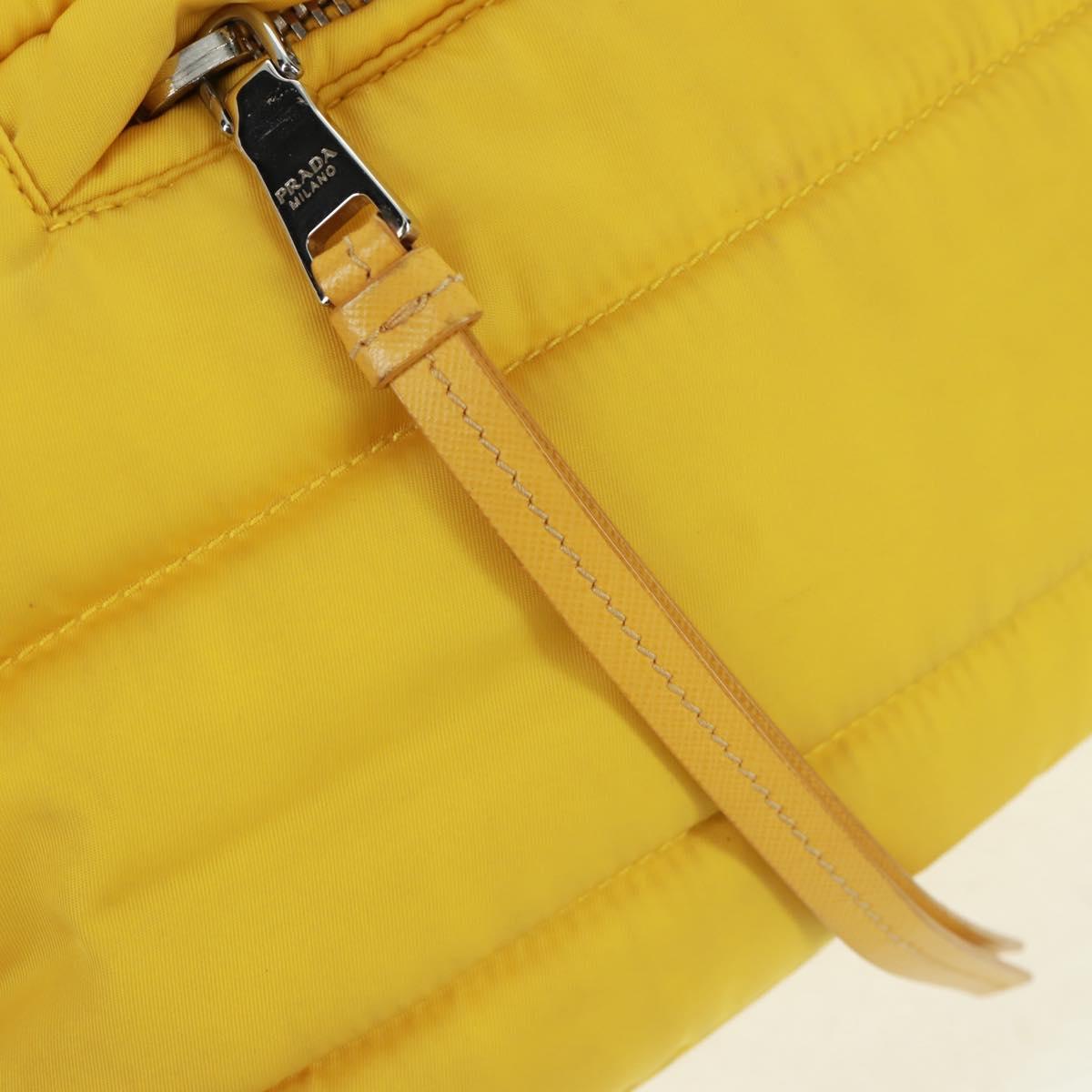 PRADA Test Bomber Hand Bag Nylon 2way Yellow Silver Auth 162845V