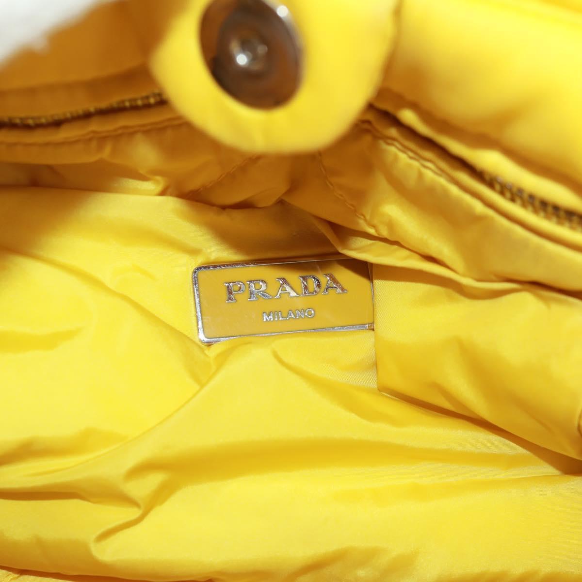 PRADA Test Bomber Hand Bag Nylon 2way Yellow Silver Auth 162845V