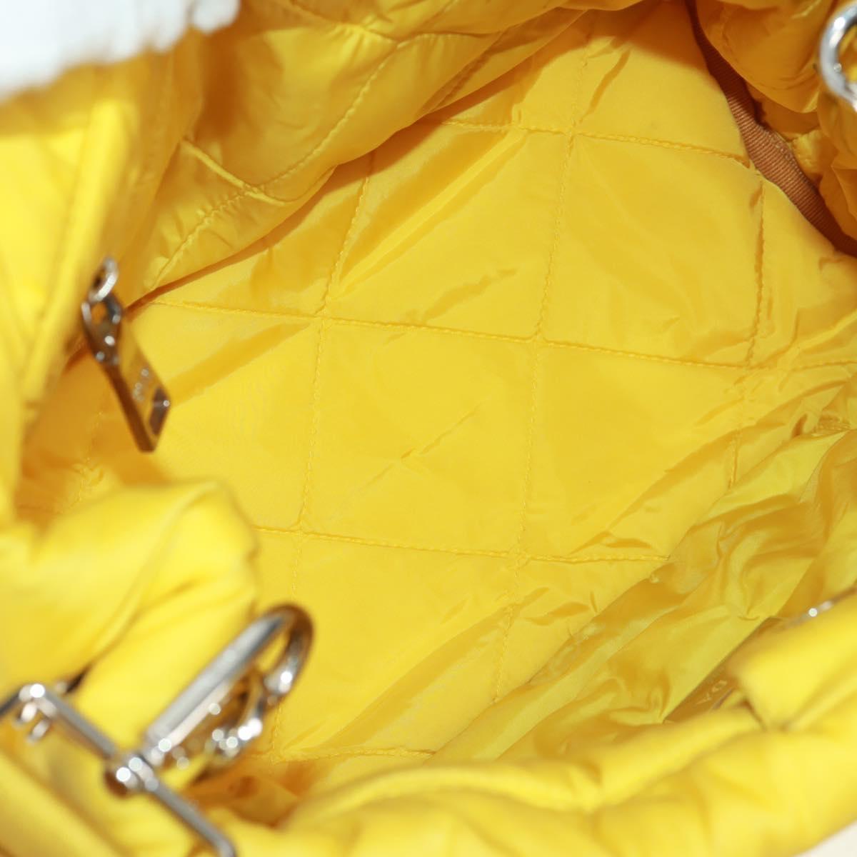 PRADA Test Bomber Hand Bag Nylon 2way Yellow Silver Auth 162845V