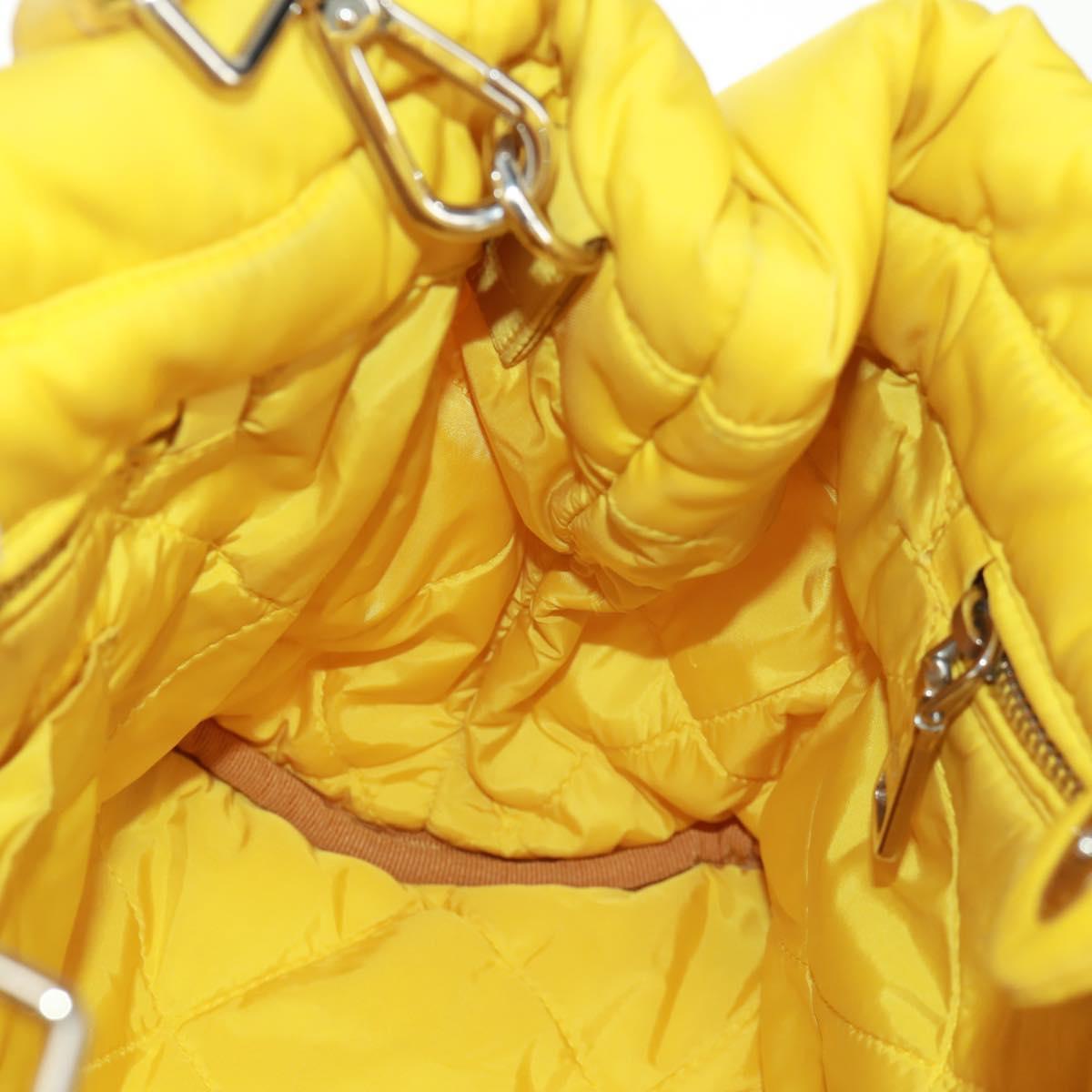 PRADA Test Bomber Hand Bag Nylon 2way Yellow Silver Auth 162845V