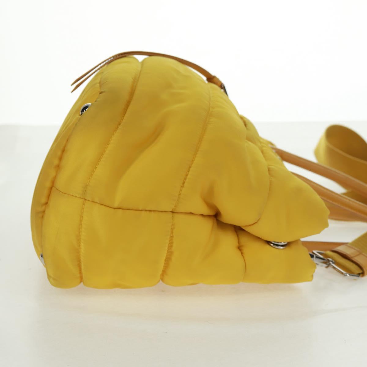 PRADA Test Bomber Hand Bag Nylon 2way Yellow Silver Auth 162845V