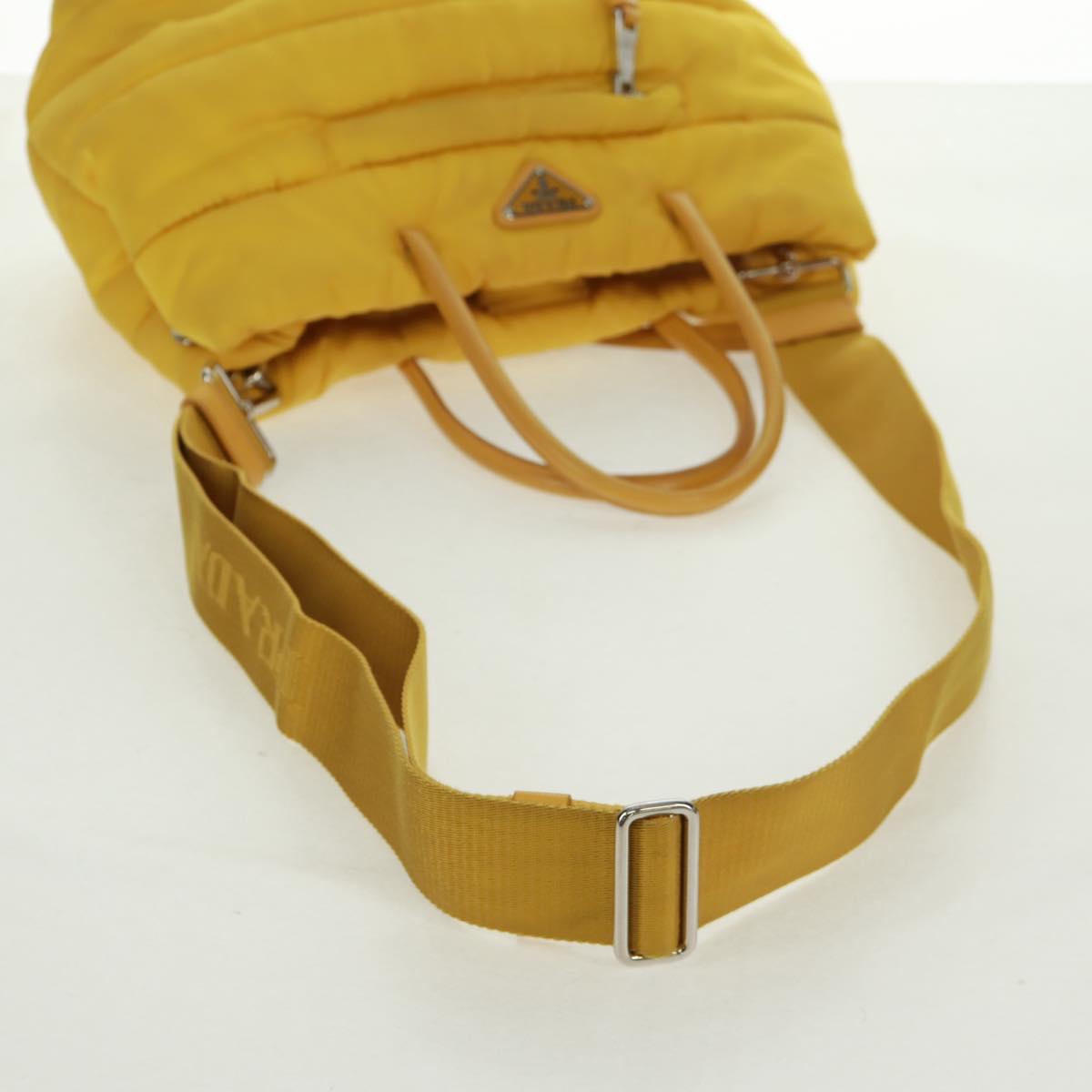 PRADA Test Bomber Hand Bag Nylon 2way Yellow Silver Auth 162845V
