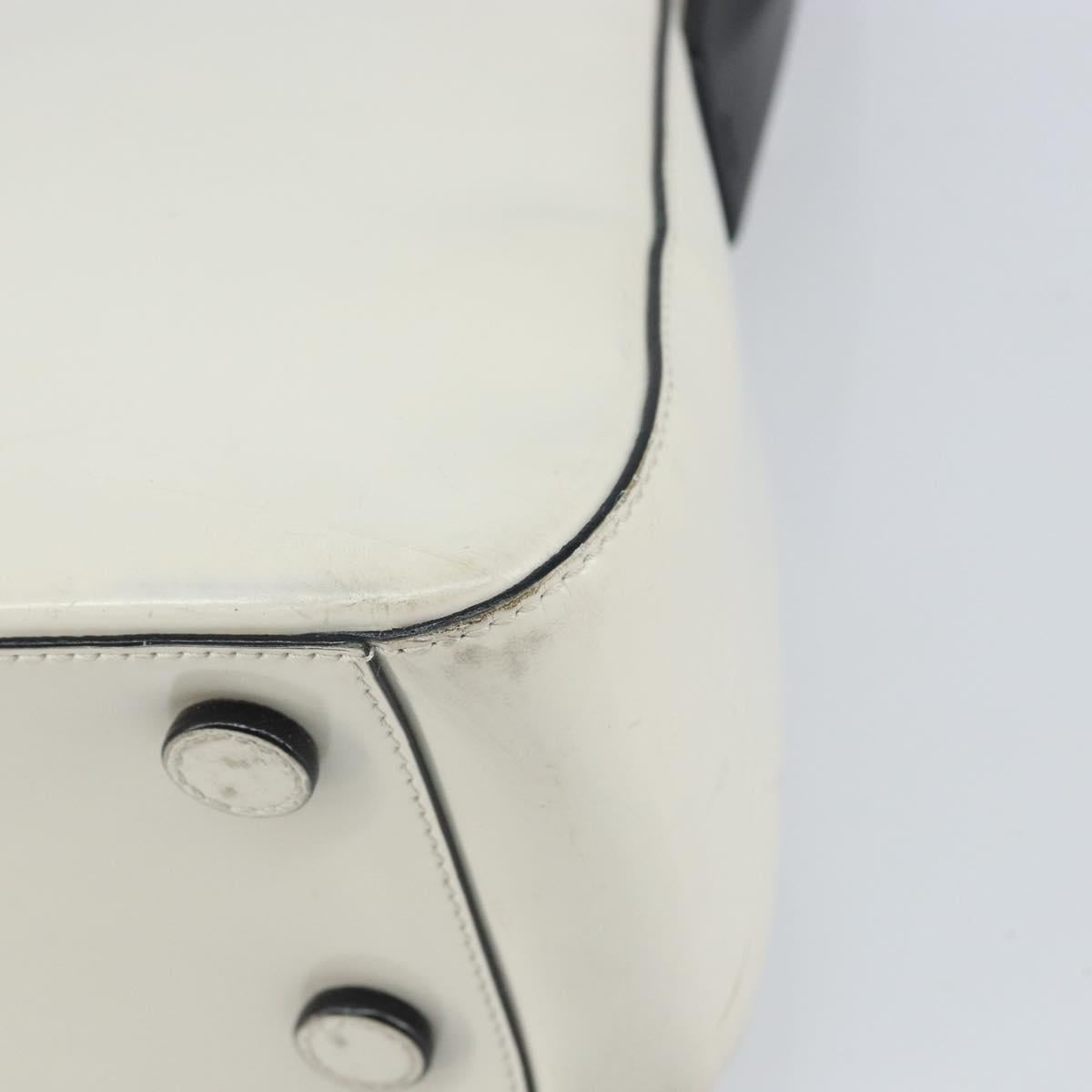 PRADA Shoulder Bag Patent leather White Silver Auth 162846
