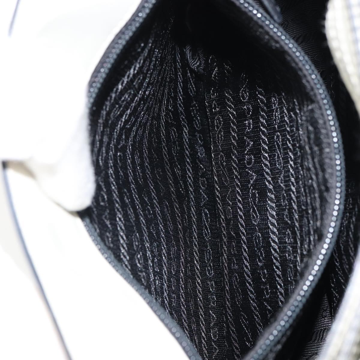 PRADA Shoulder Bag Patent leather White Silver Auth 162846