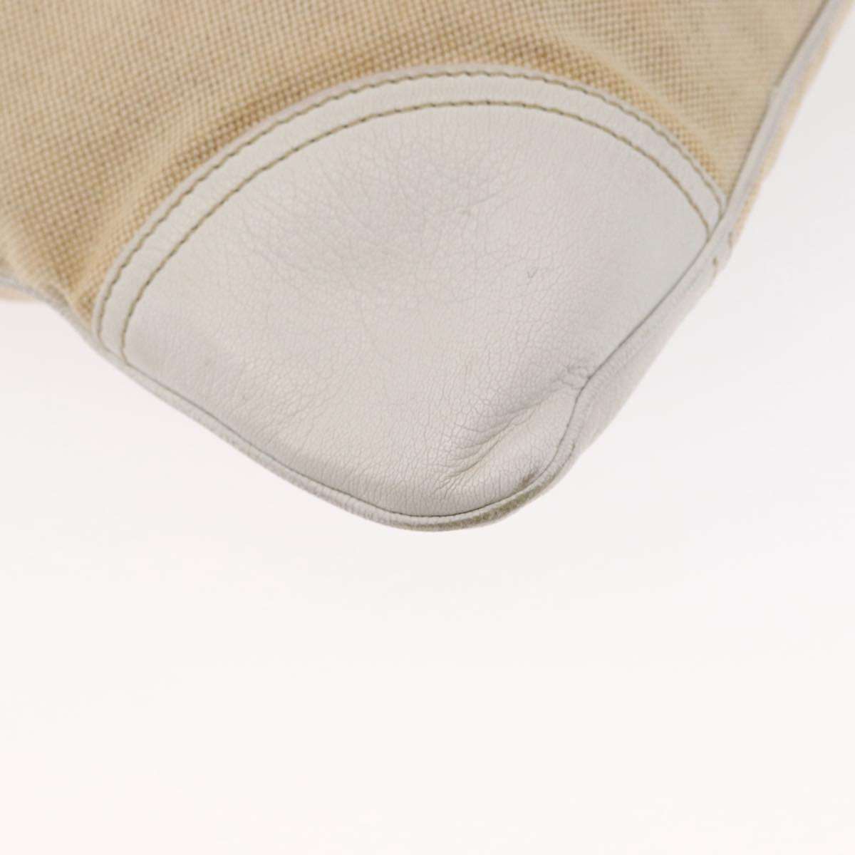 PRADA Tote Bag Canvas Beige Silver Auth 162847