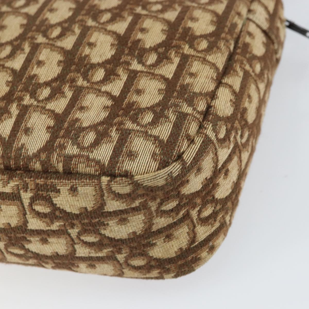 Christian Dior Trotter Canvas Romantic Shoulder Bag Brown Gold Auth 162848