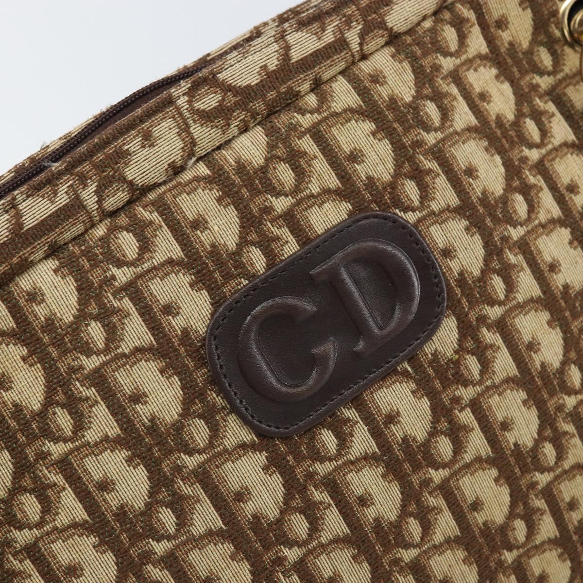 Christian Dior Trotter Canvas Romantic Shoulder Bag Brown Gold Auth 162848