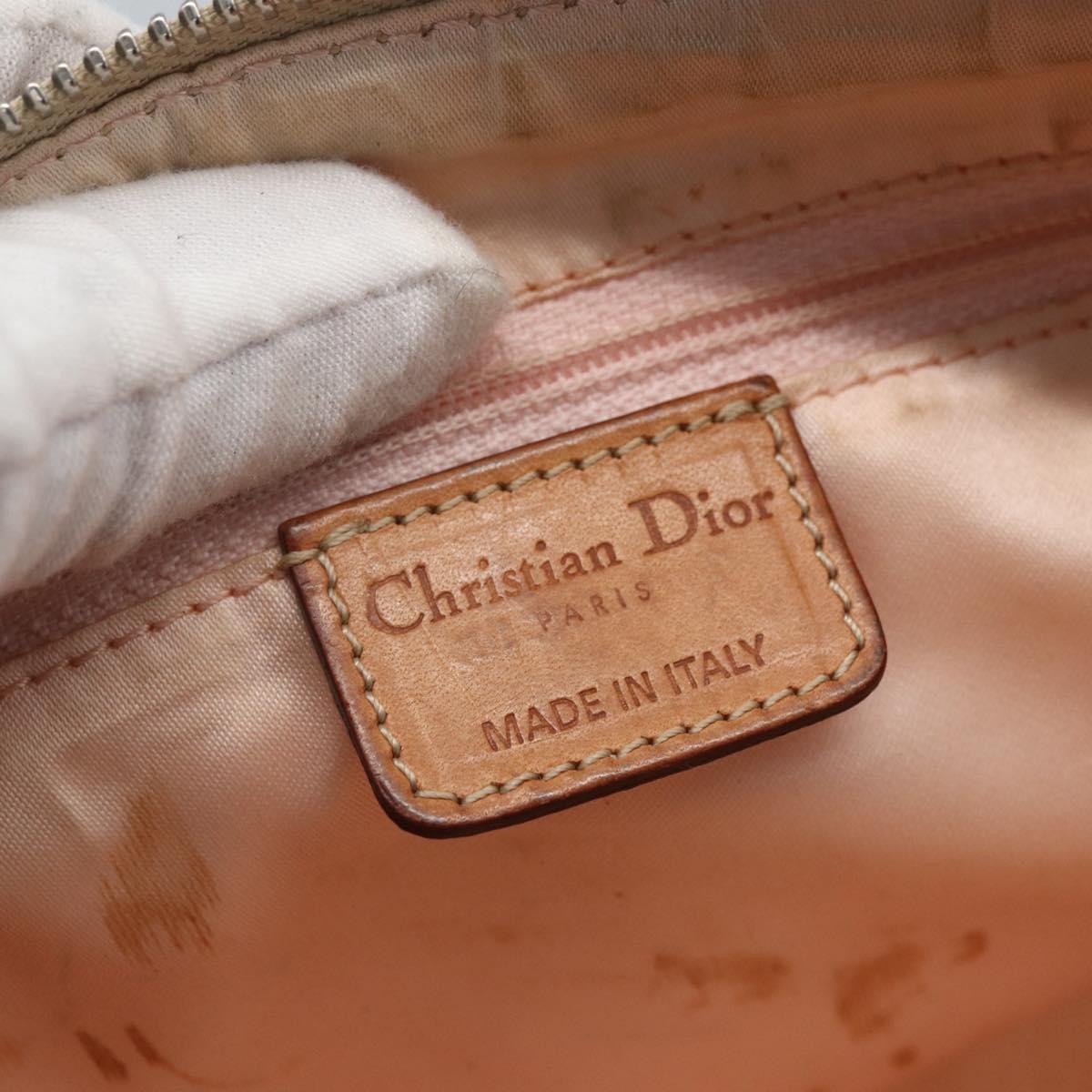 Christian Dior Trotter Canvas Romantic Shoulder Bag PVC Beige Silver Auth 162849