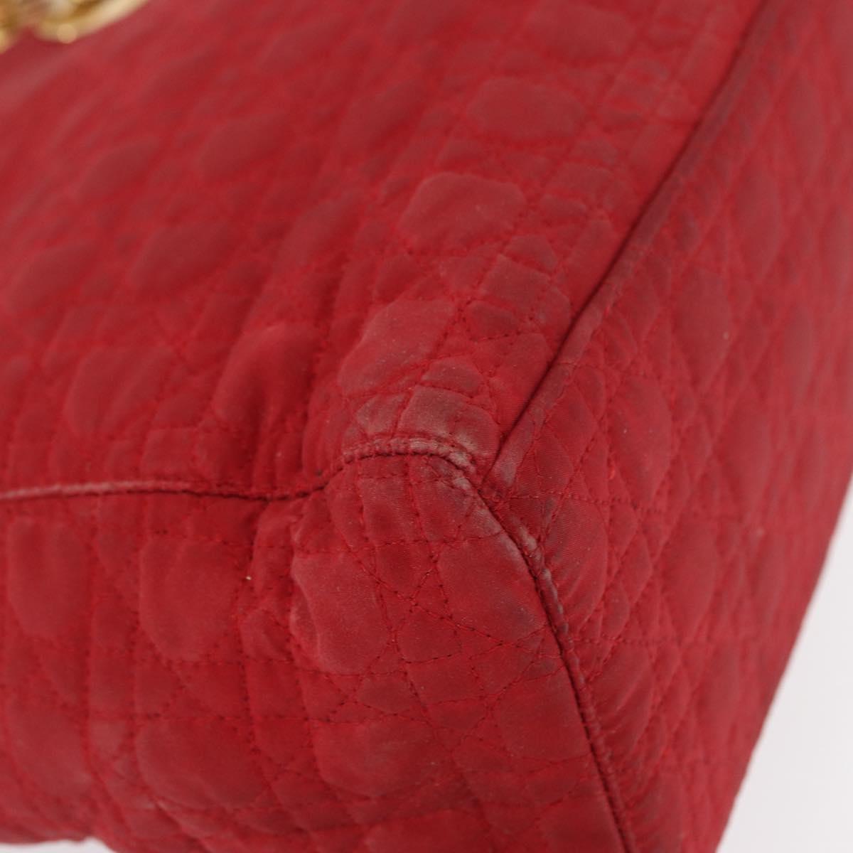 Christian Dior Canage Hand Bag Red Gold Auth 162850