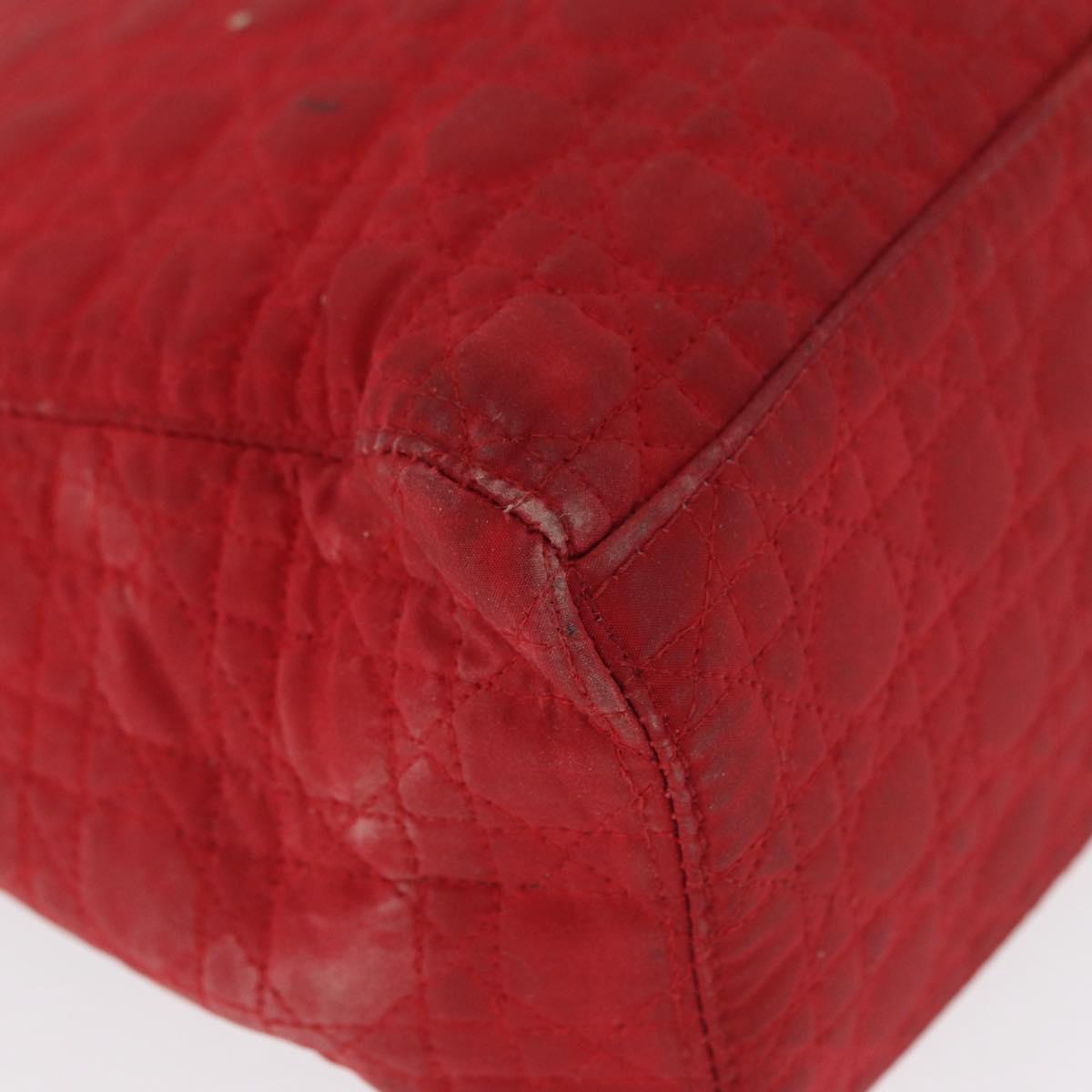 Christian Dior Canage Hand Bag Red Gold Auth 162850
