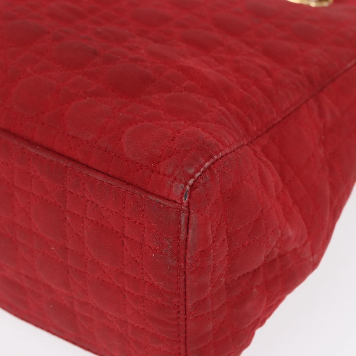 Christian Dior Canage Hand Bag Red Gold Auth 162850