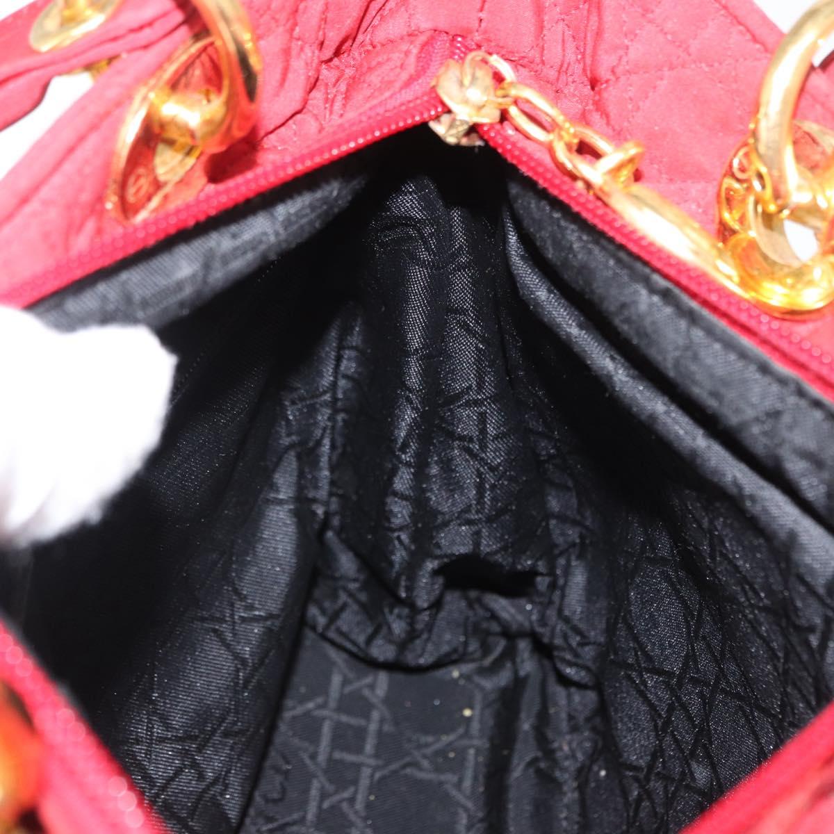 Christian Dior Canage Hand Bag Red Gold Auth 162850