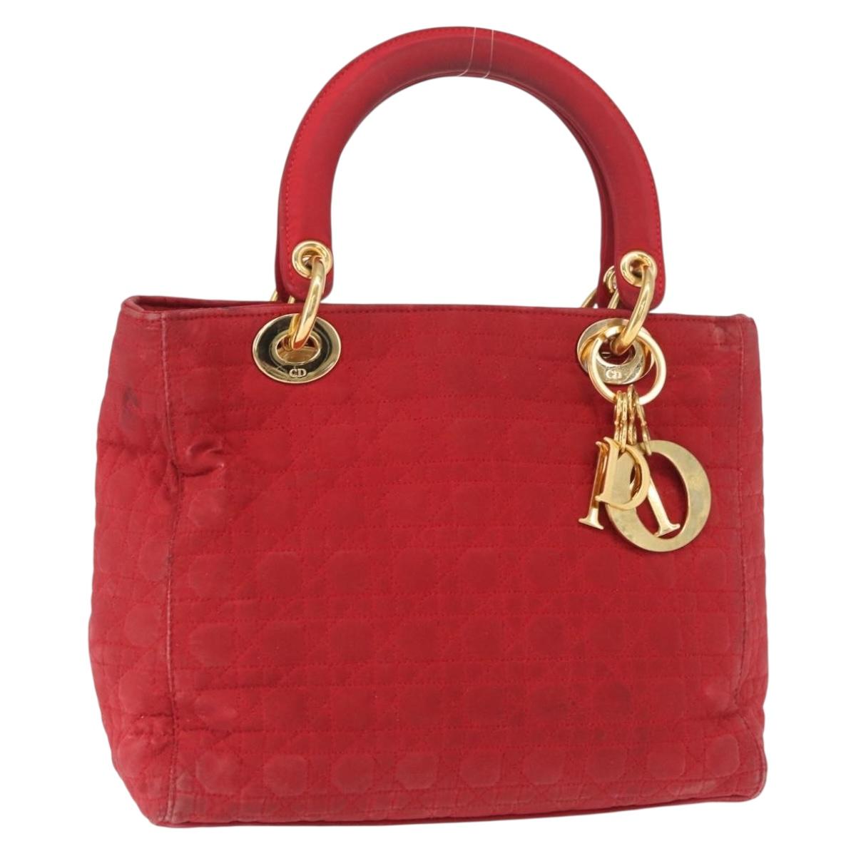 Christian Dior Canage Hand Bag Red Gold Auth 162850
