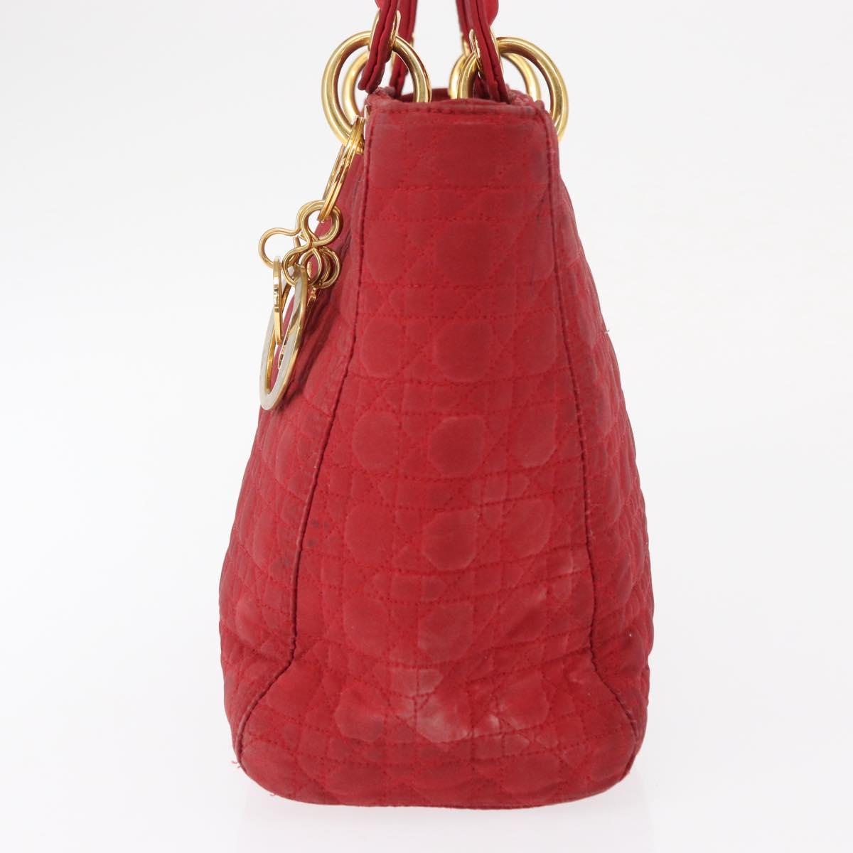 Christian Dior Canage Hand Bag Red Gold Auth 162850