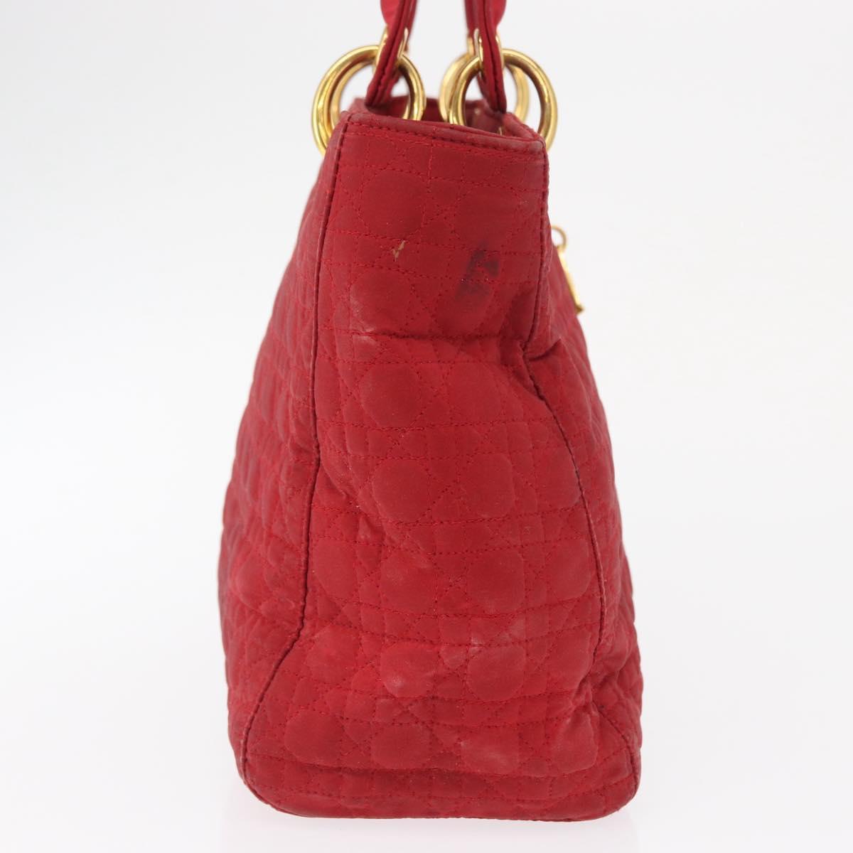 Christian Dior Canage Hand Bag Red Gold Auth 162850