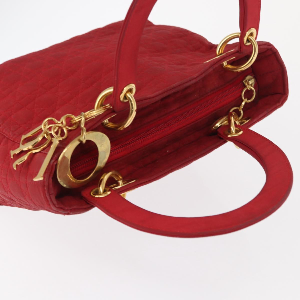 Christian Dior Canage Hand Bag Red Gold Auth 162850
