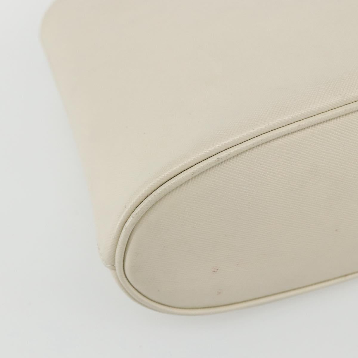Salvatore Ferragamo Hand Bag Leather White Gold Auth 162853
