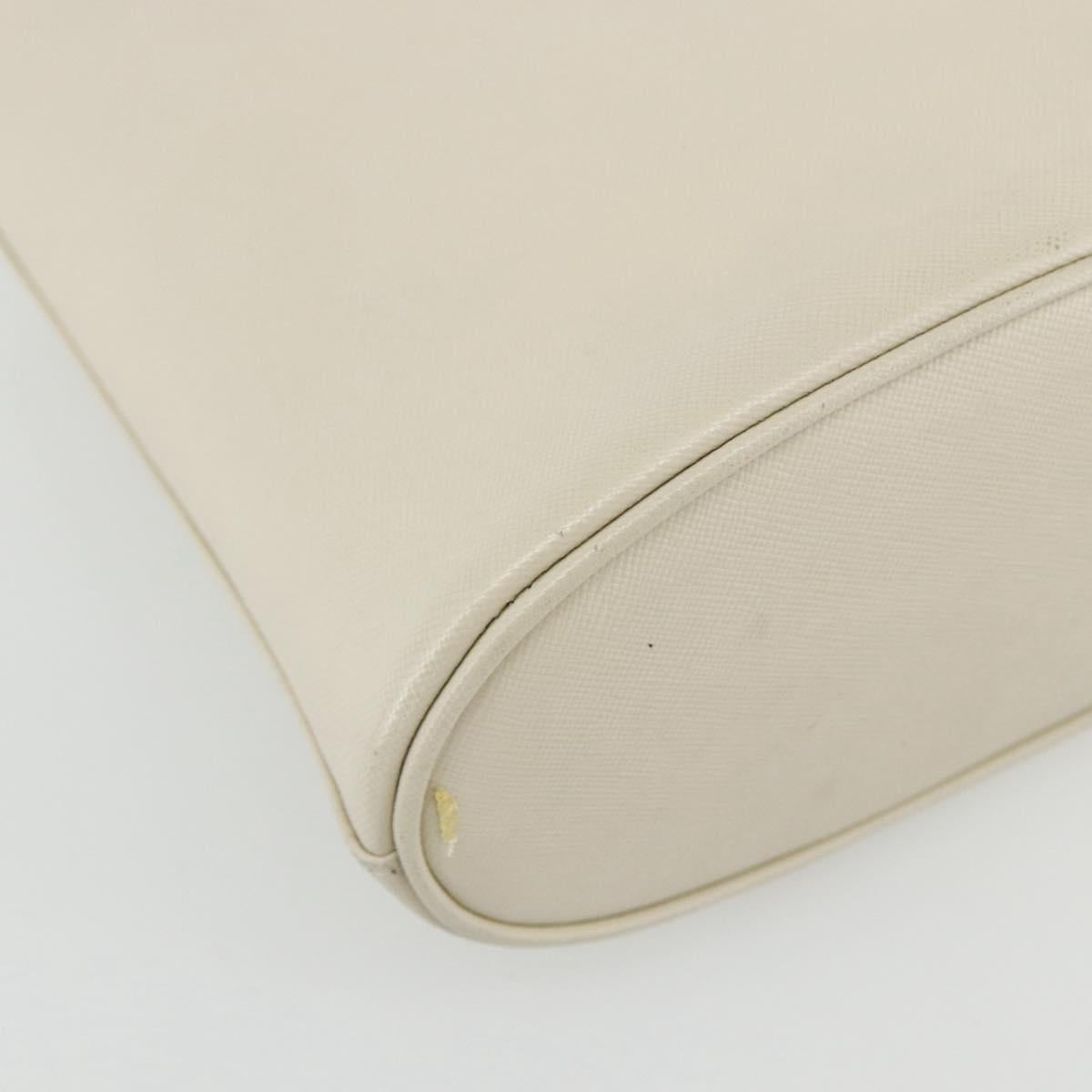 Salvatore Ferragamo Hand Bag Leather White Gold Auth 162853