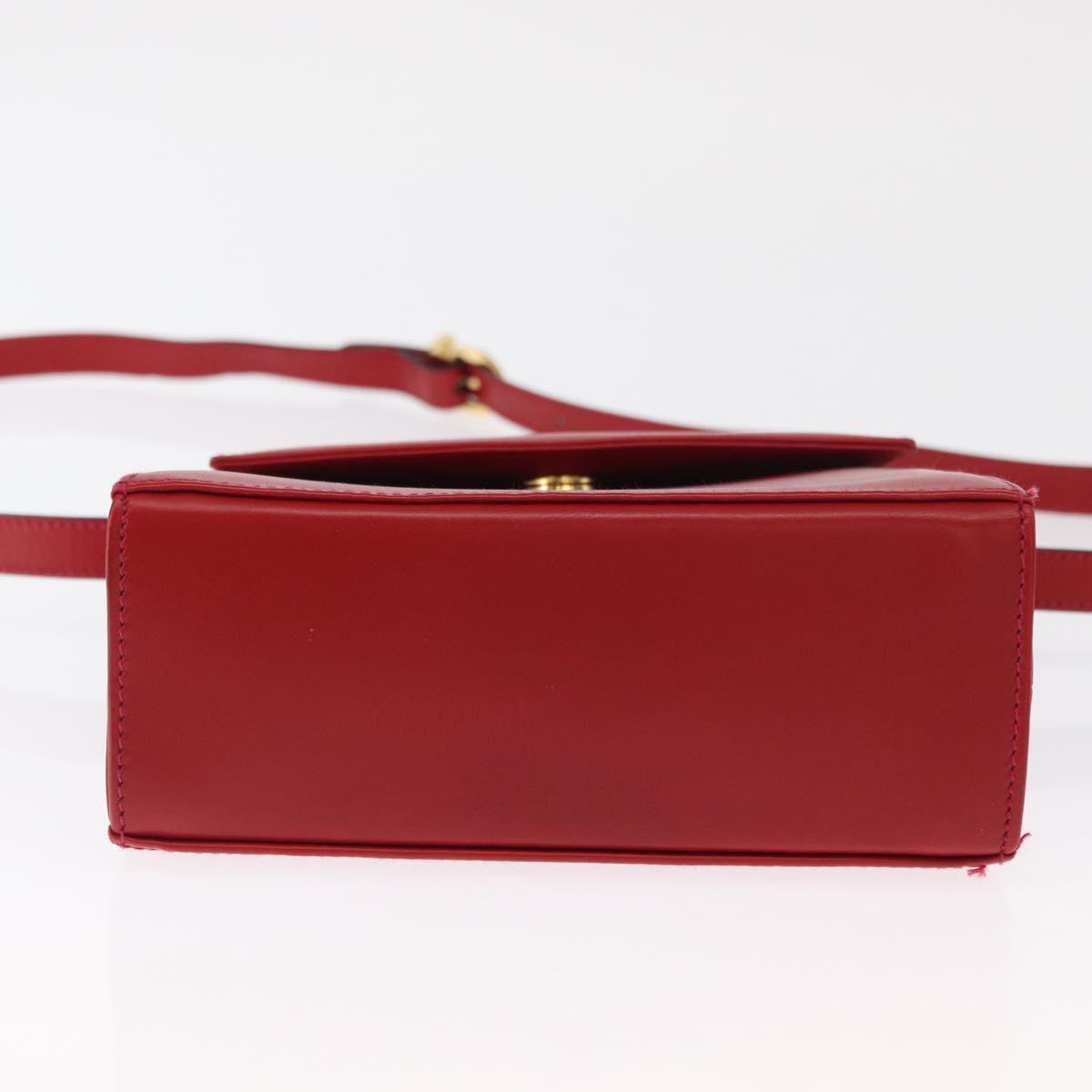 Salvatore Ferragamo Vala Hand Bag Leather 2way Red Gold Auth 162854