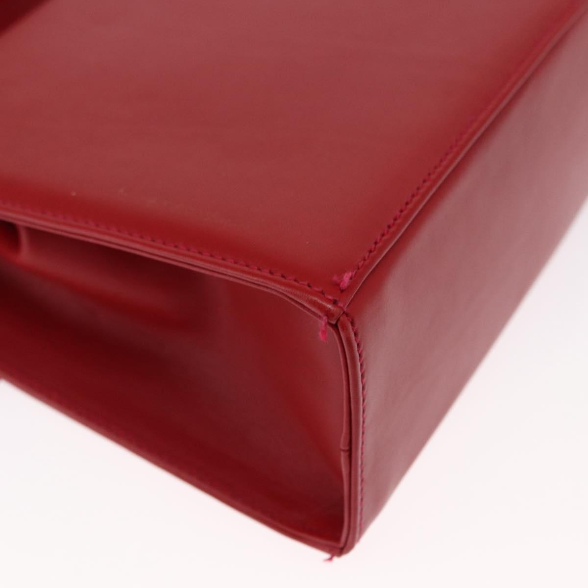 Salvatore Ferragamo Vala Hand Bag Leather 2way Red Gold Auth 162854