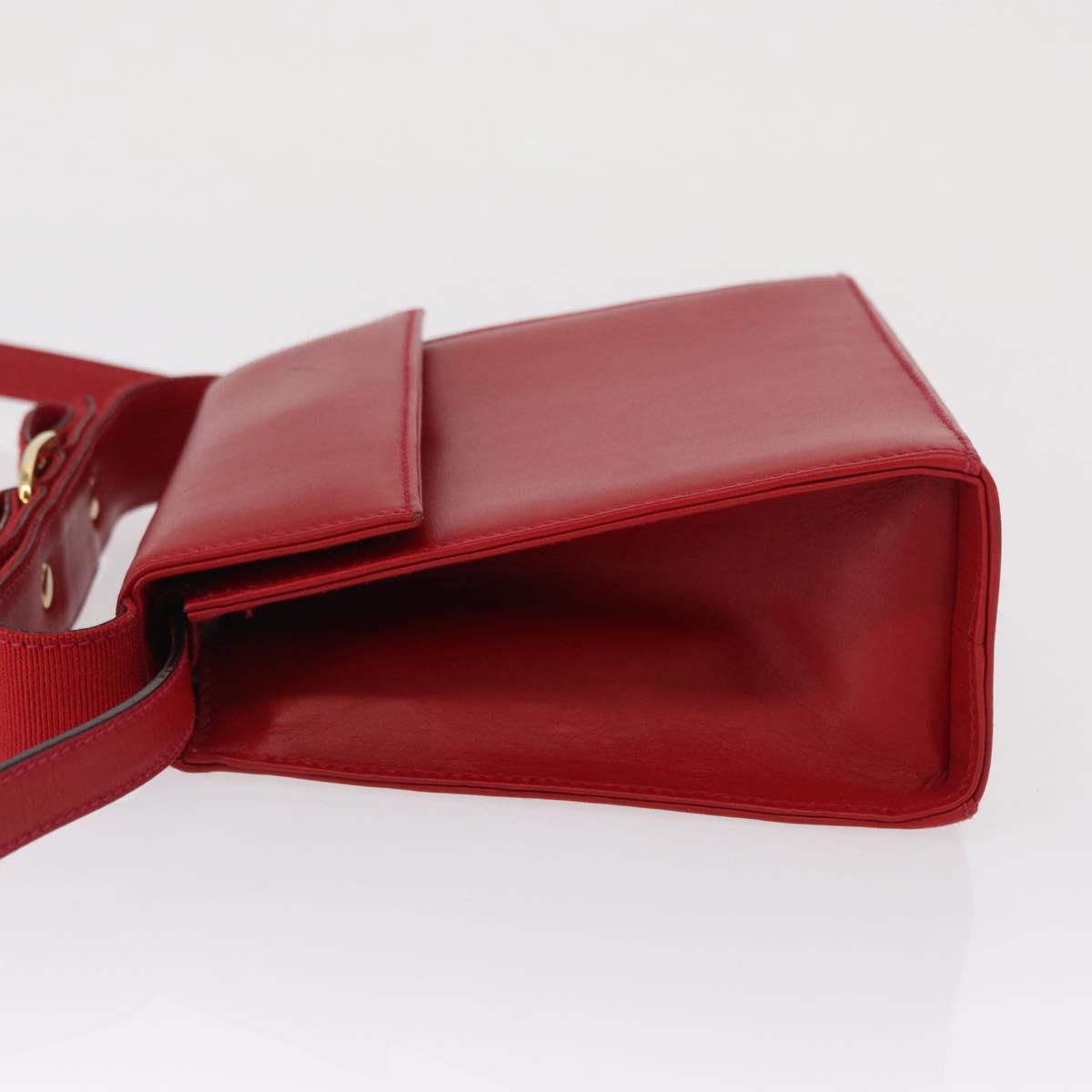 Salvatore Ferragamo Vala Hand Bag Leather 2way Red Gold Auth 162854