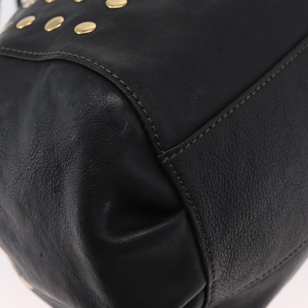 BURBERRY Blue Label Shoulder Bag Leather Black Gold Auth 162856