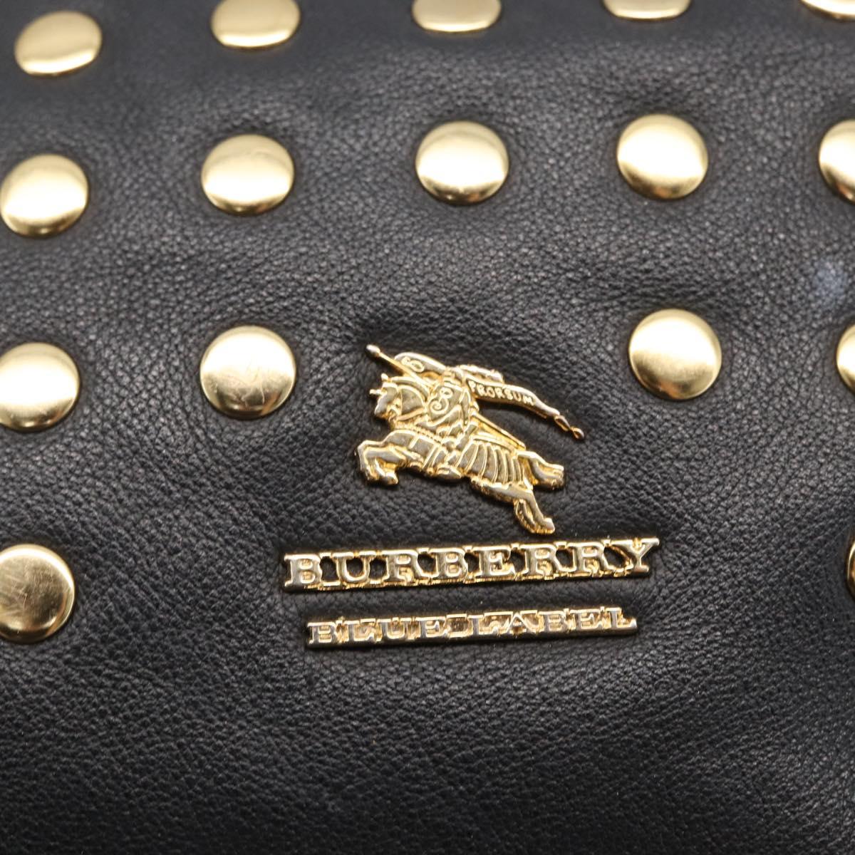 BURBERRY Blue Label Shoulder Bag Leather Black Gold Auth 162856