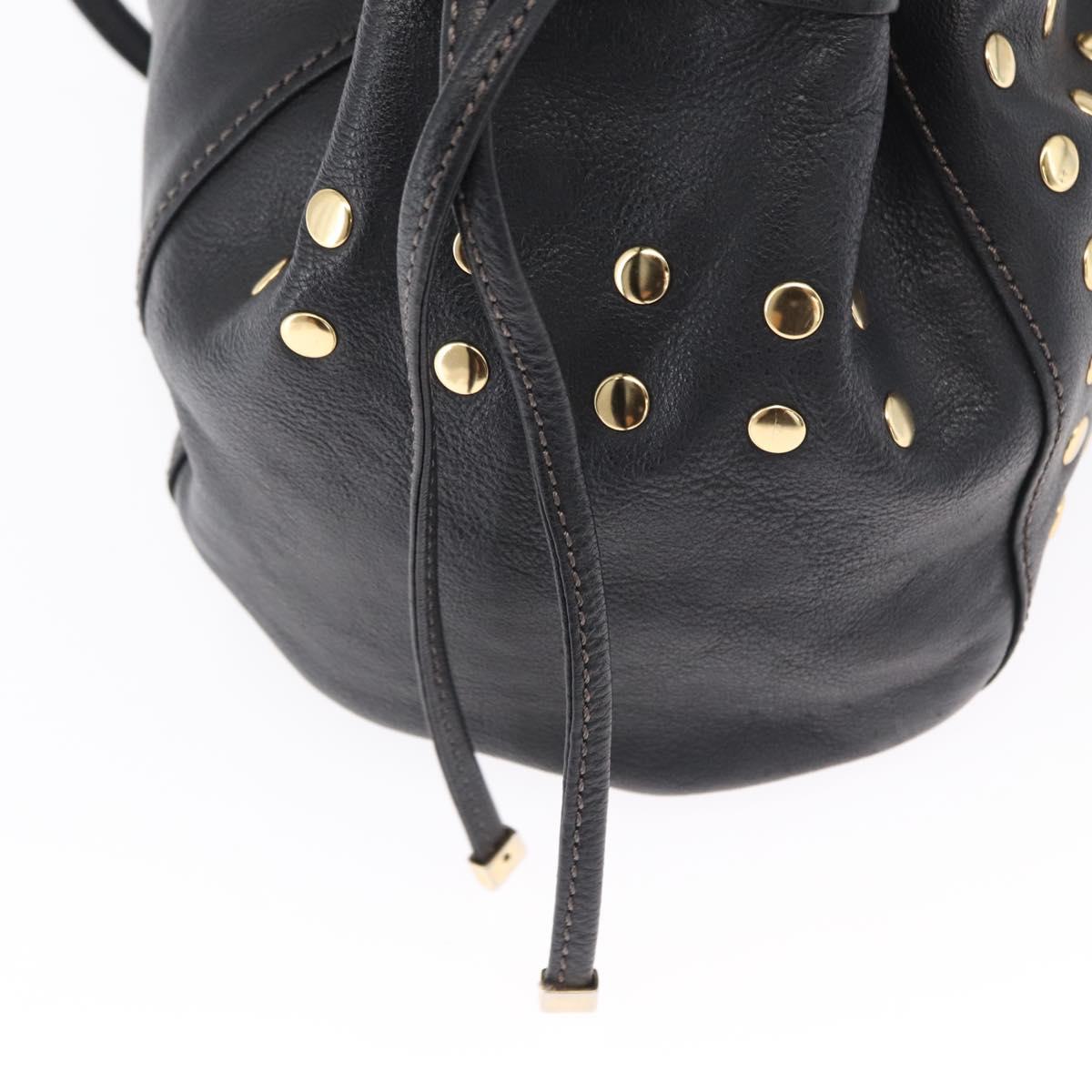 BURBERRY Blue Label Shoulder Bag Leather Black Gold Auth 162856