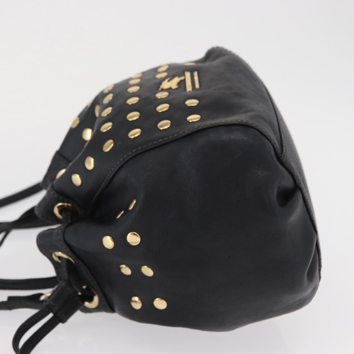 BURBERRY Blue Label Shoulder Bag Leather Black Gold Auth 162856