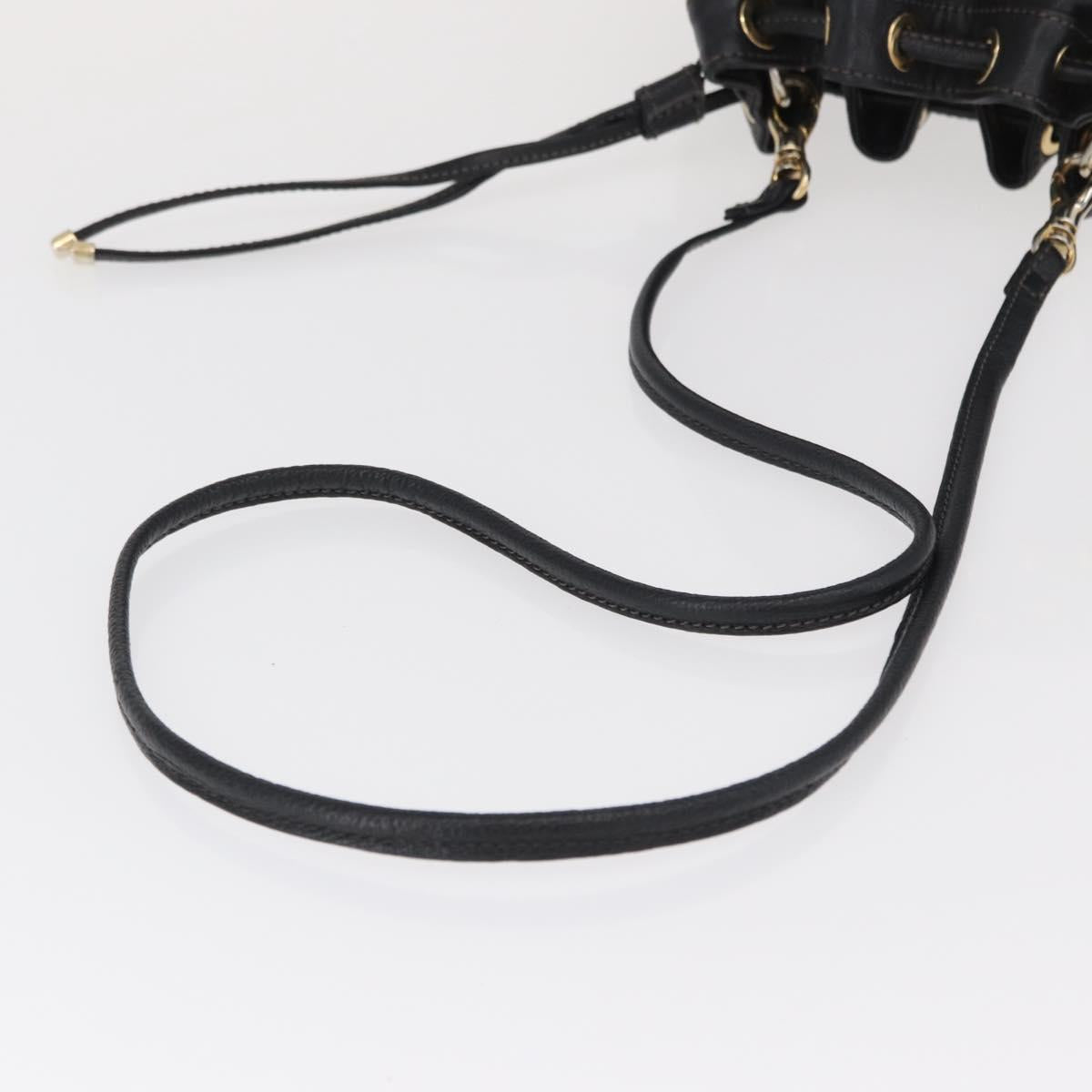 BURBERRY Blue Label Shoulder Bag Leather Black Gold Auth 162856