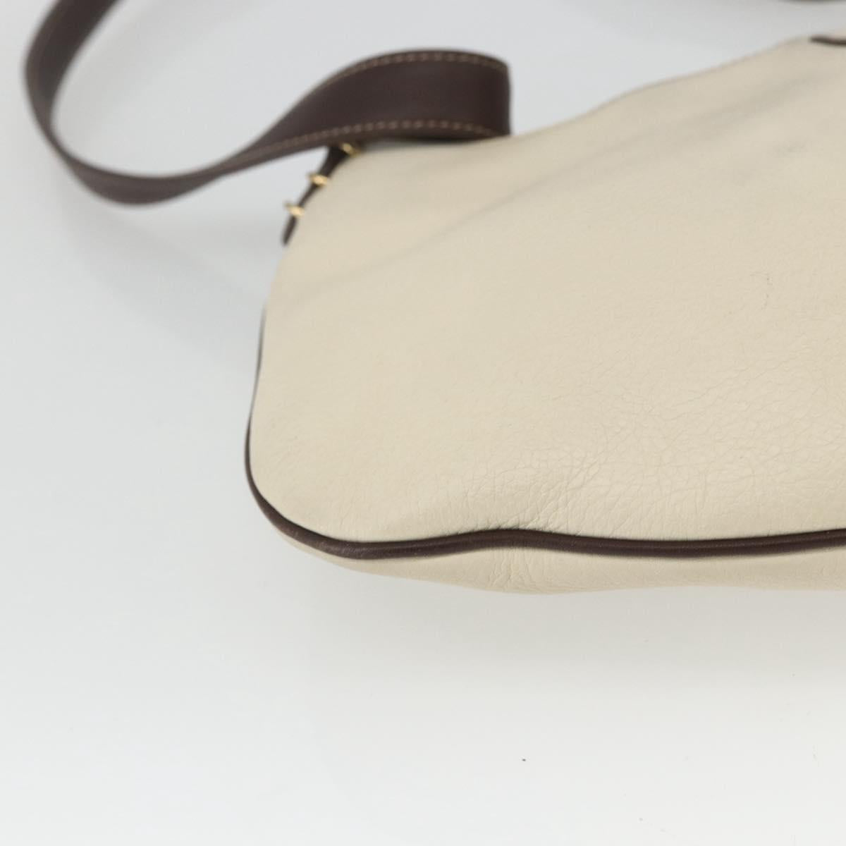 LOEWE Shoulder Bag Leather White Gold Auth 162858