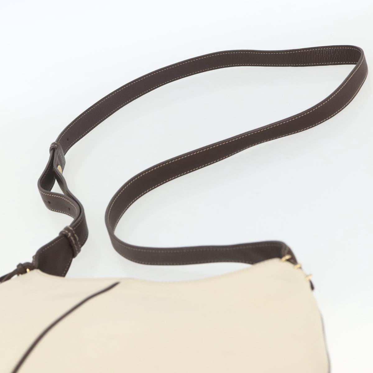 LOEWE Shoulder Bag Leather White Gold Auth 162858