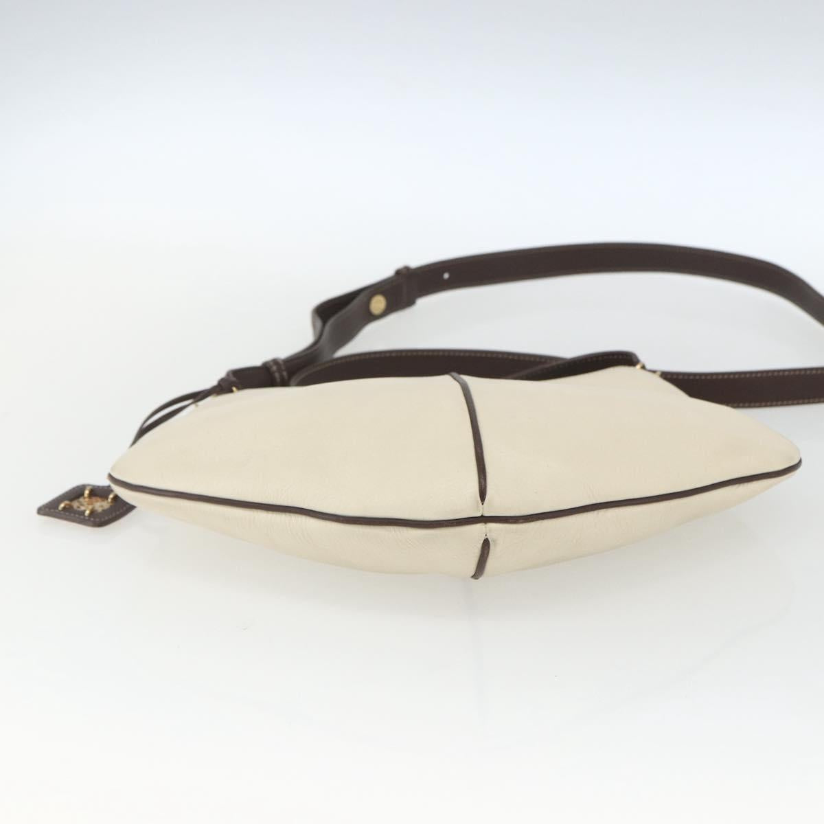 LOEWE Shoulder Bag Leather White Gold Auth 162858