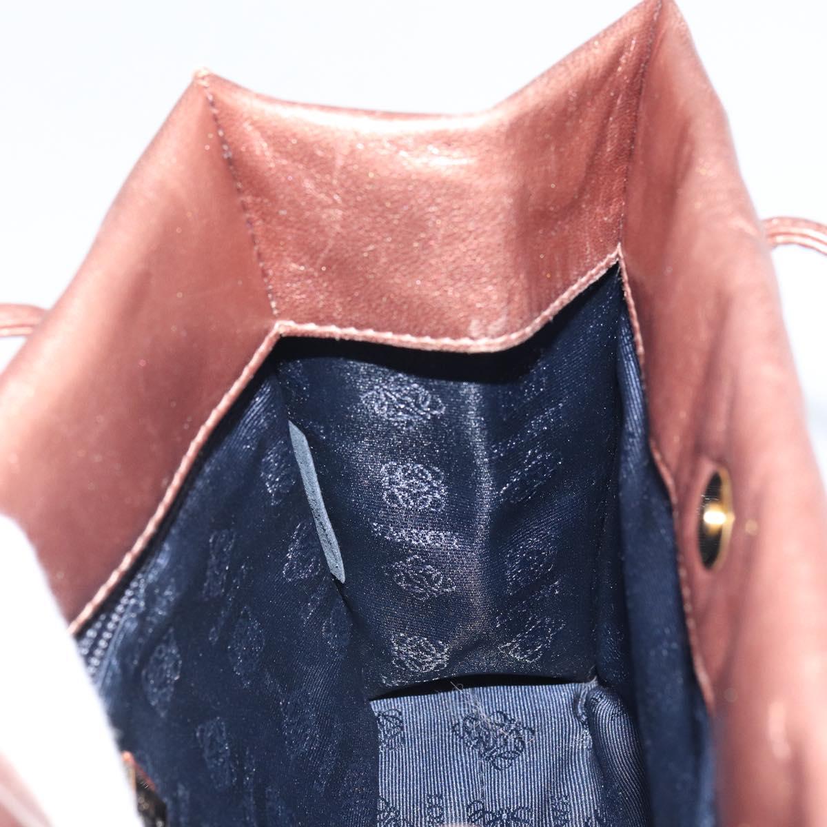 LOEWE Shoulder Bag Leather Brown Gold Auth 162859