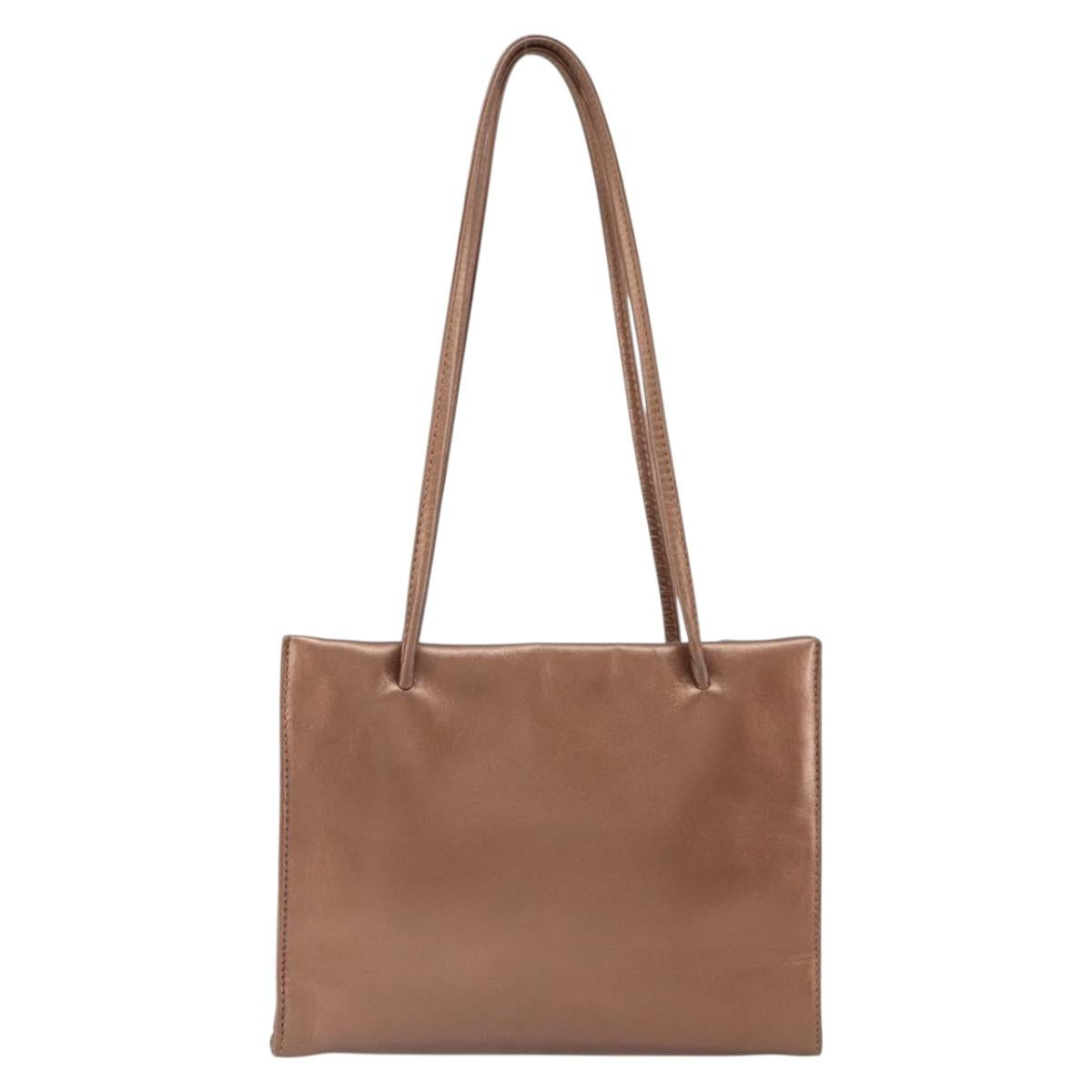 LOEWE Shoulder Bag Leather Brown Gold Auth 162859